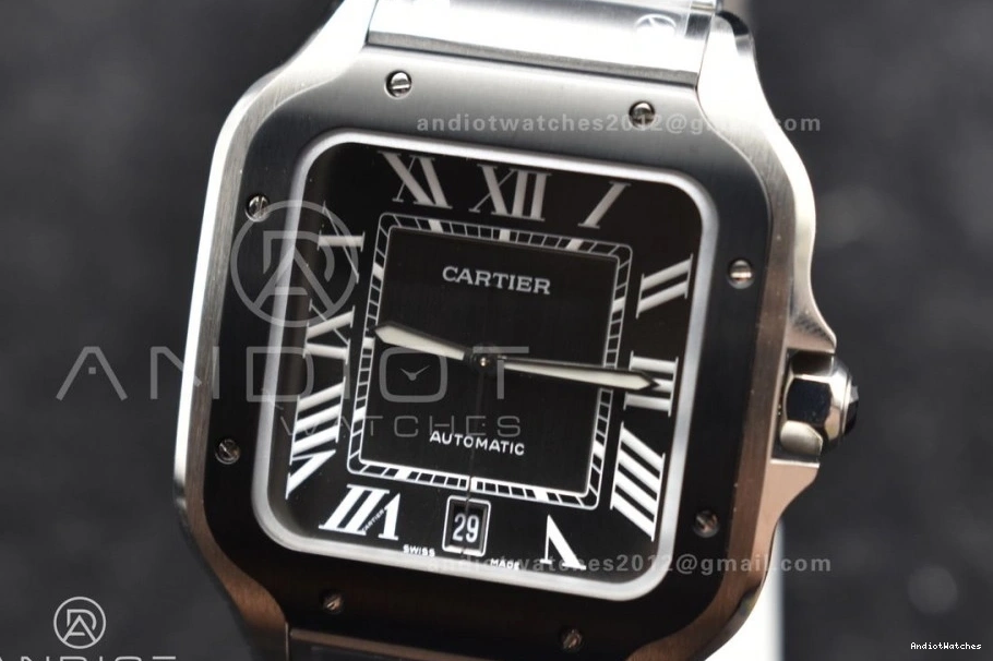 Edition Bracelet 1:1 on Dial Black Best Vibrant 1050 Gray Santos Bezel 40mm MIYOTA SS SS BVF Cartier de 0925
